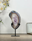 Natural Quartz & Amethyst Stone Slice on Stand - MWS3008