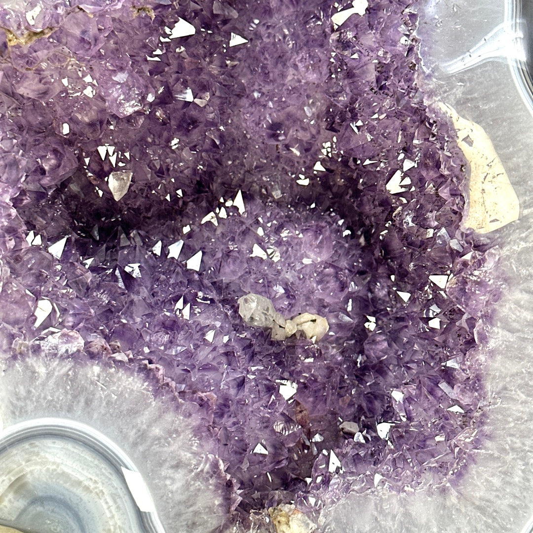 XXL Blue Agate &amp; Amethyst Geode Free Form Statement Piece from Uruguay - CBP1440