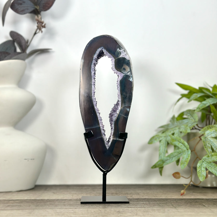 Natural Agate &amp; Amethyst Geode Slice Portal - MWS3243