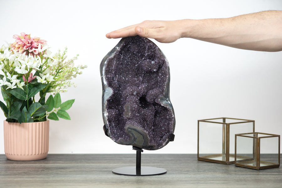 13 lb , 13,8 in High Large Natural Amethyst Crystal Geode Full of Stalactites - MWS0348