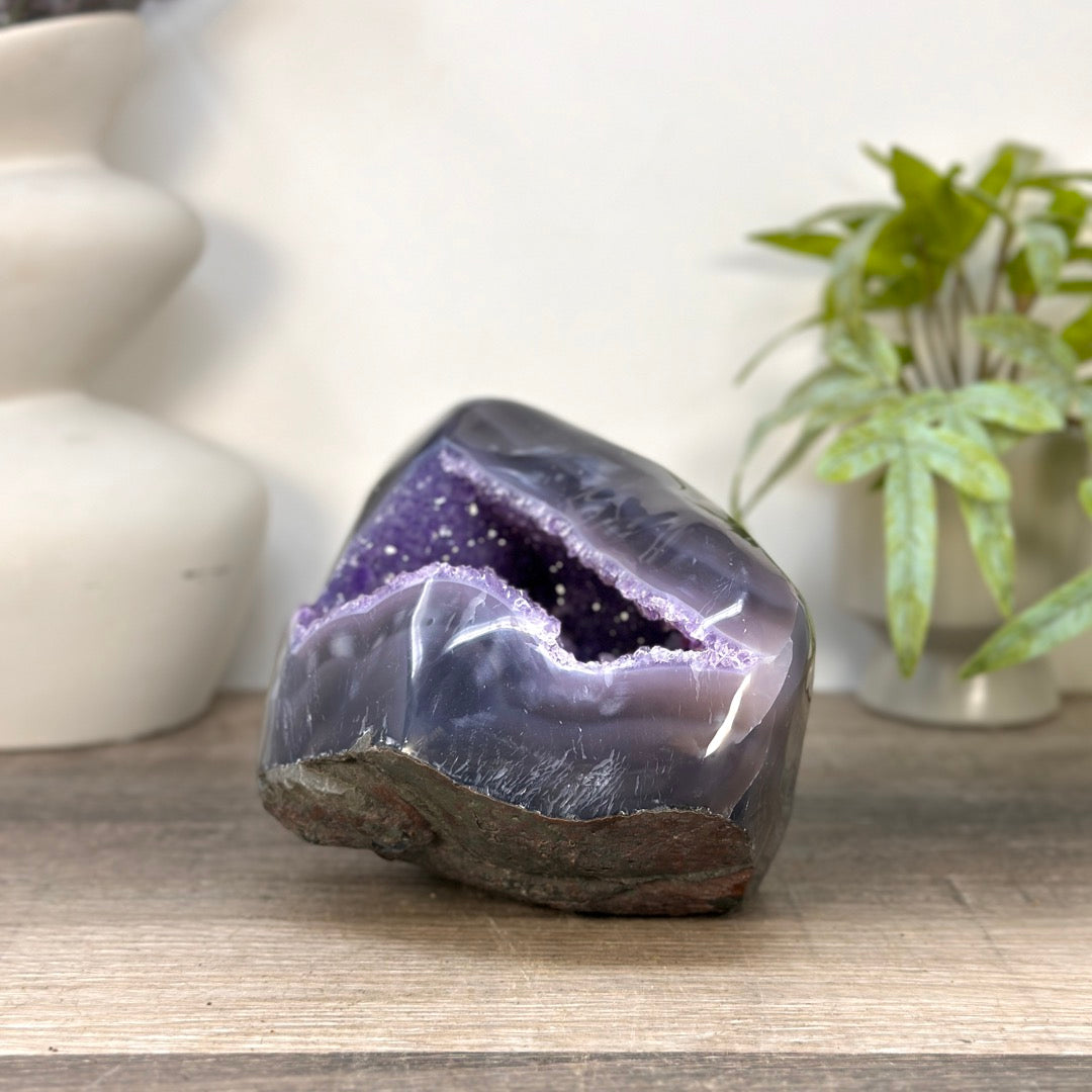 Natural Amethyst Geode with Agate Shell - STGE0098
