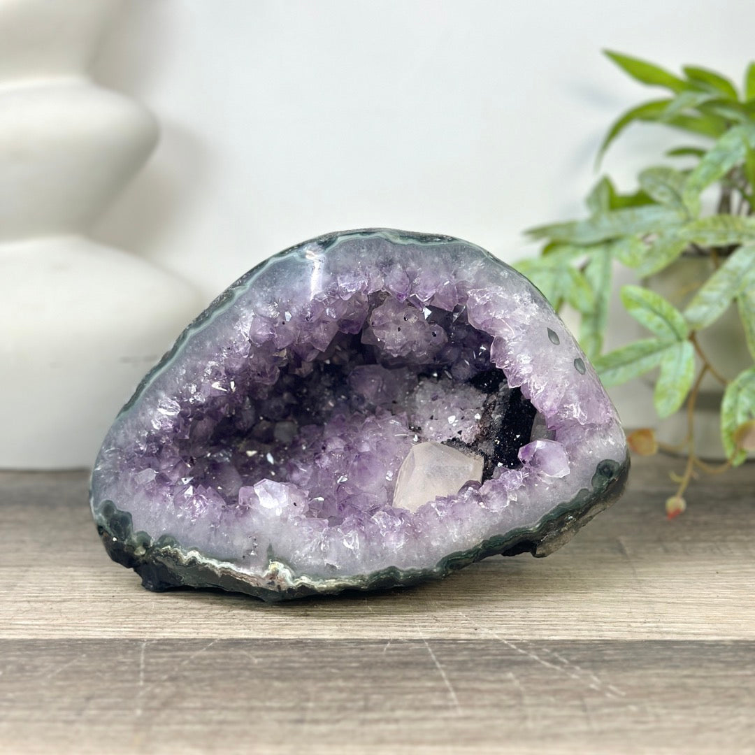 Natural Amethyst Geode with Calcite Crystal Foramtion - STGE0043