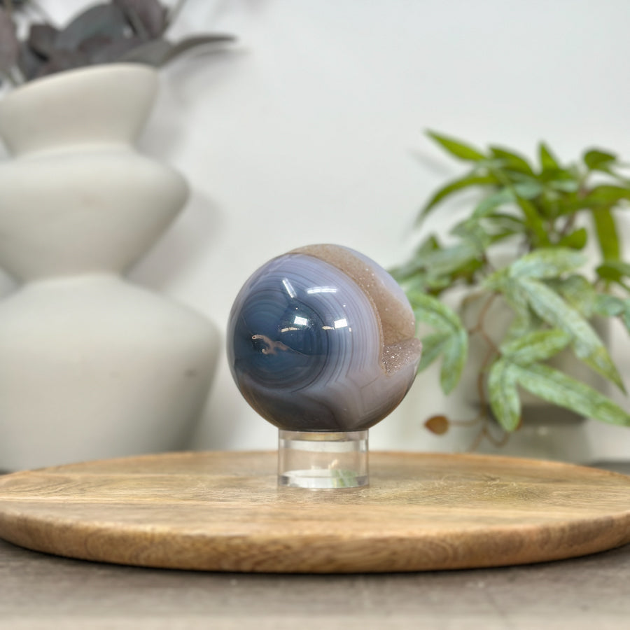 Banded Agate &amp; Druzy Sphere Geode - SPH0171