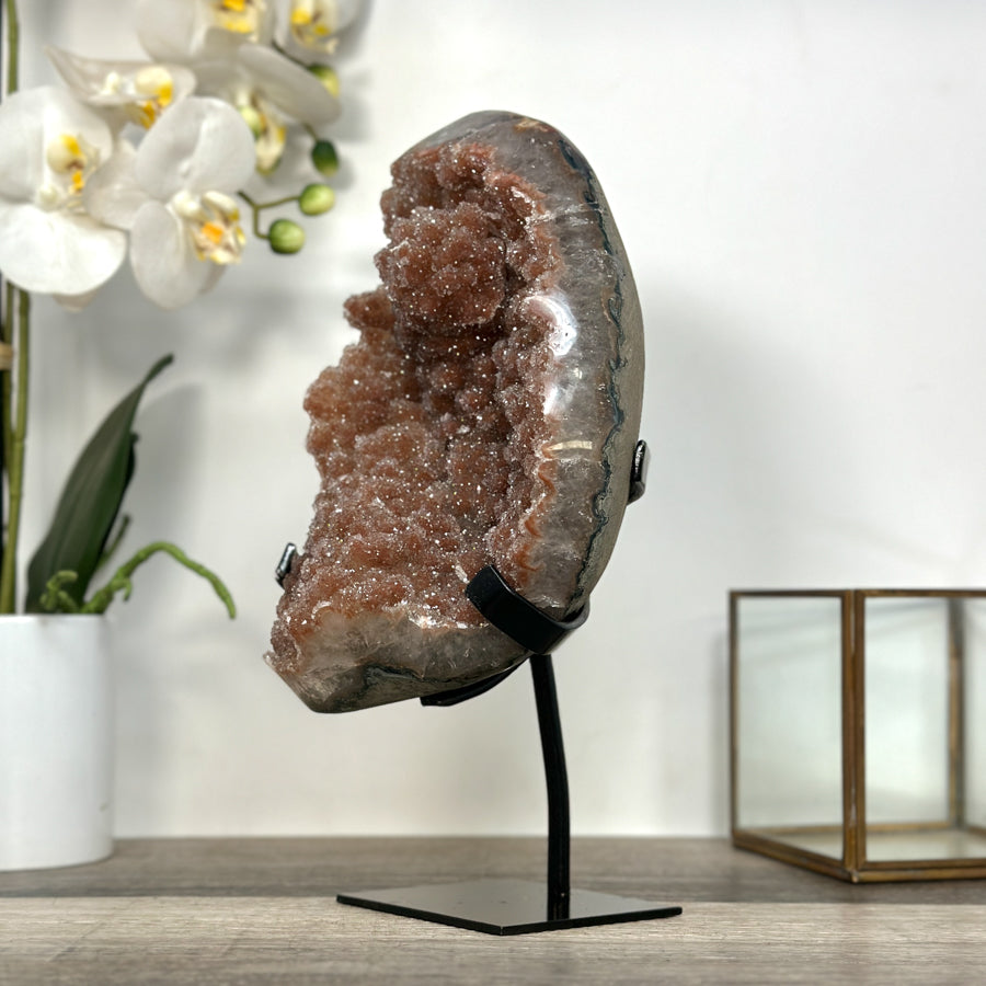 Orange Tone Sugar Quartz Crystal on Stand - Ideal for Home or Office Display - MWS2611