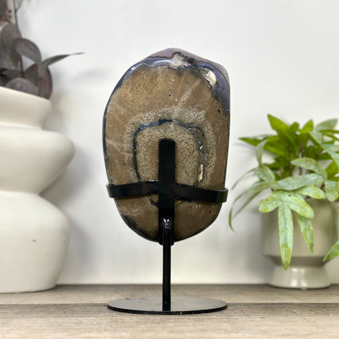 Natural Amethyst Crystal with Metallic Stand - MWS3360