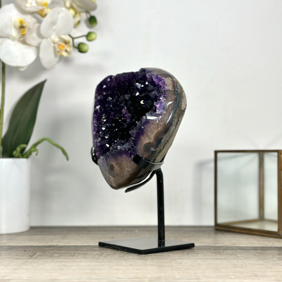 Deep Purple Amethyst Geode With Metal Stand - MWS2768