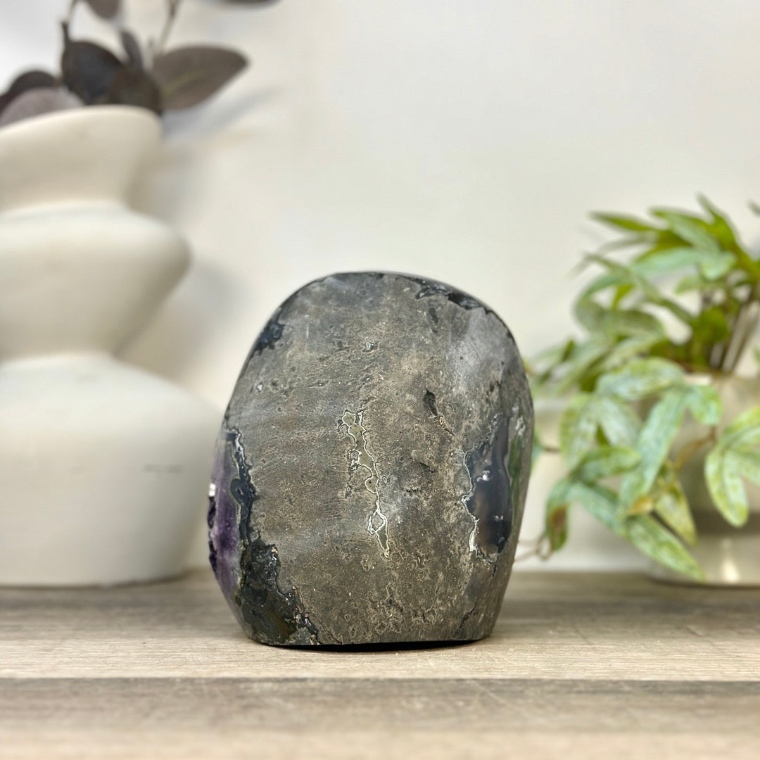 Collection Grade Natural Amethyst Geode with Calcite Point - CBP1411