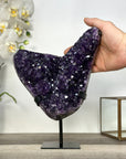 Deep Purple Amethyst Cluster on Metal Stand – Stunning Crystal for Meditation Space Decor - MWS2709