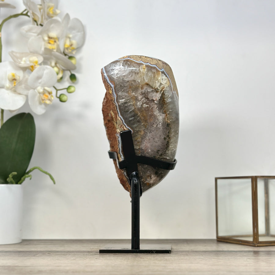 Natural Amethyst Cave on Metal Stand - MWS2986