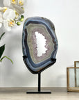 Blue Banded agate & Amethyst Stone Portal, Stand Included - MWS2322