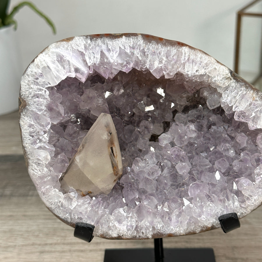 Amethyst Stone Geode with Calcite Crystal - MWS2840