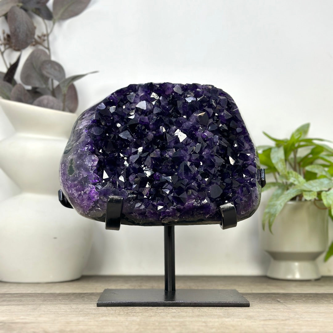 A Grade Natural Amethyst Crystal Specimen on Metal Stand - MWS3393