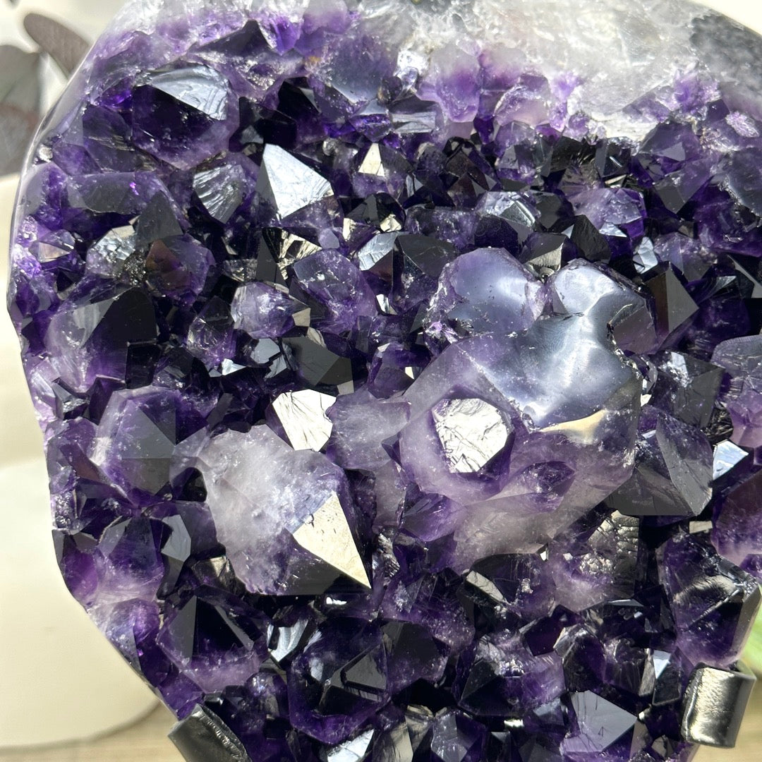 Top Grade Uruguayan Amethyst with Deep Purple Large Crystals on Stand - MWS3281