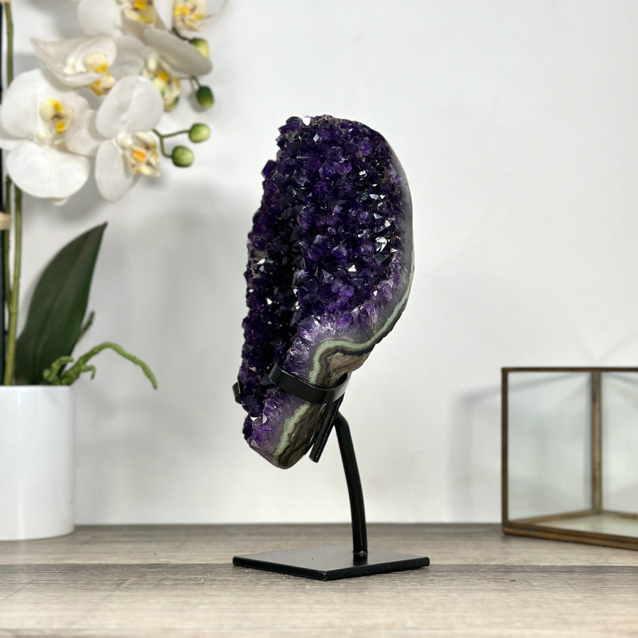 Deep Purple Amethyst Cluster on Metal Stand - MWS2781