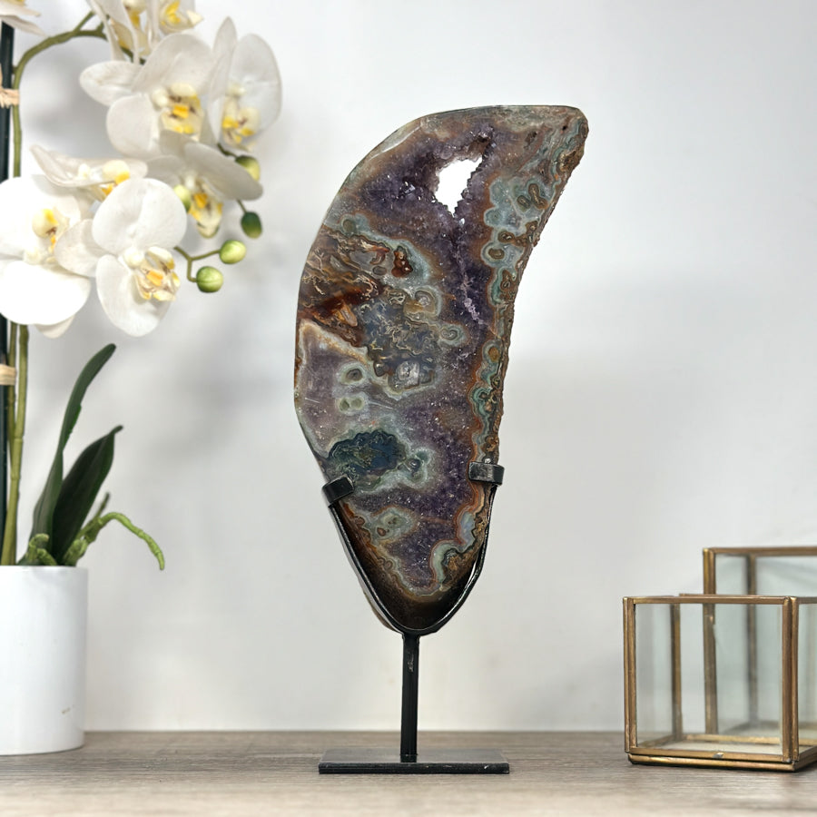 Unique Green Jasper &amp; Amethyst Crystal Specimen - MWS2329