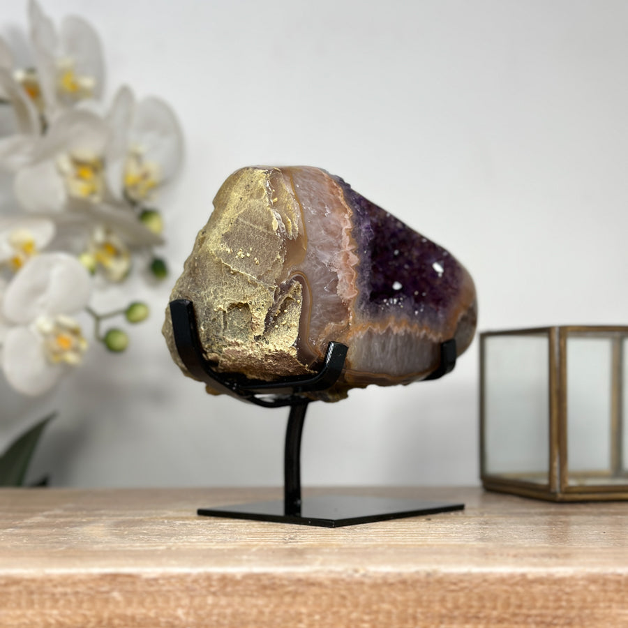 Natural Amethyst &amp; Quartz Geode, Unique double Crystallization - MWS1887