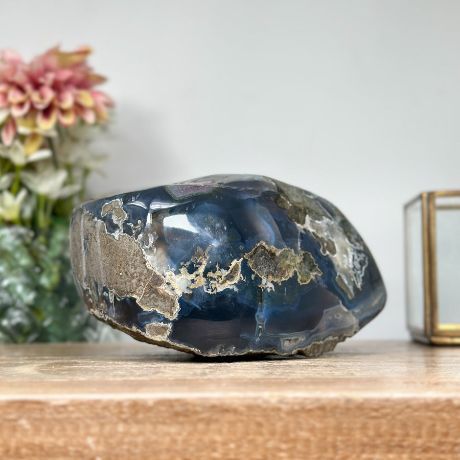 Natural Amethyst Geode with Polished Agate Shell - STGE0003