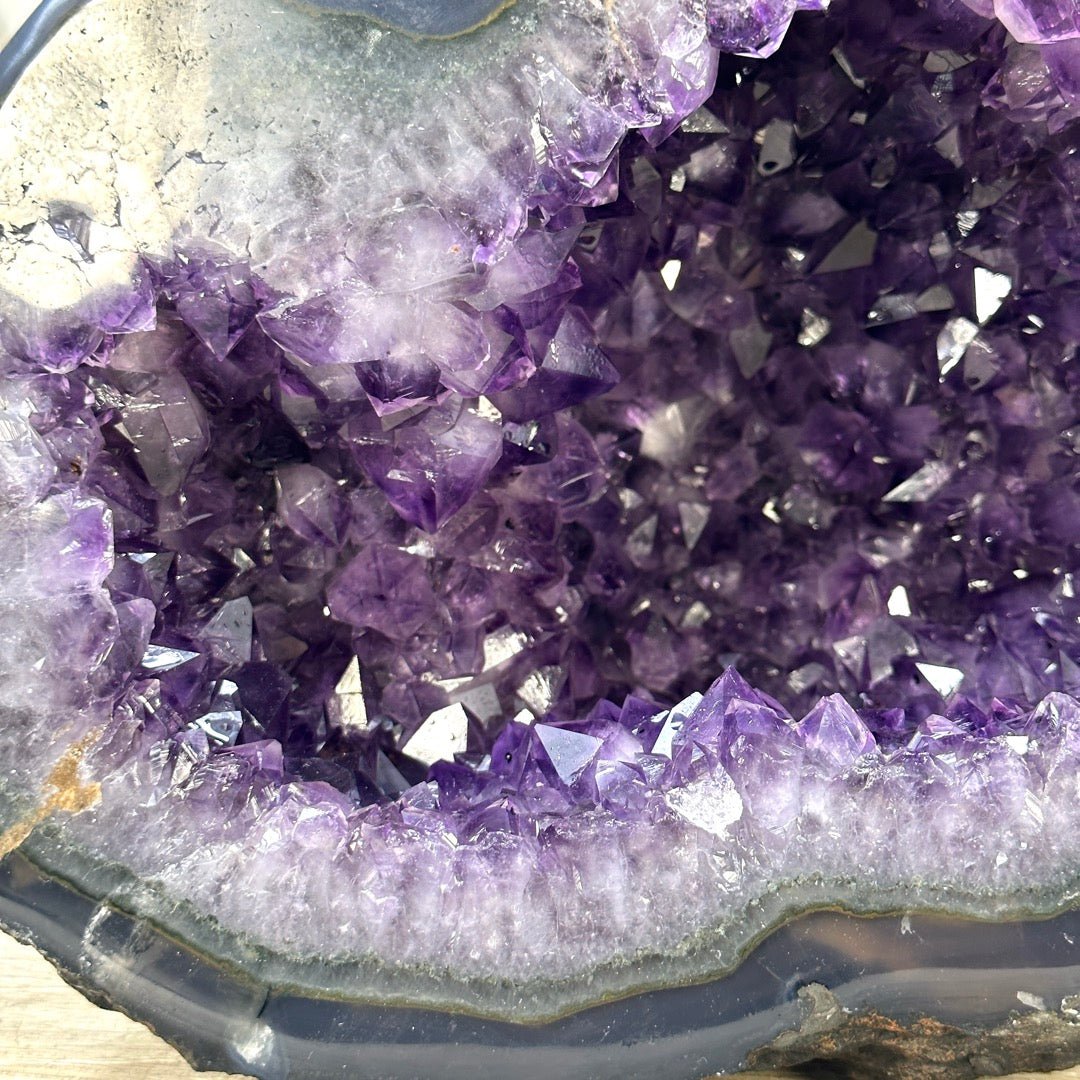 XL Natural Amethyst Geode with Agate Shell - STGE0054