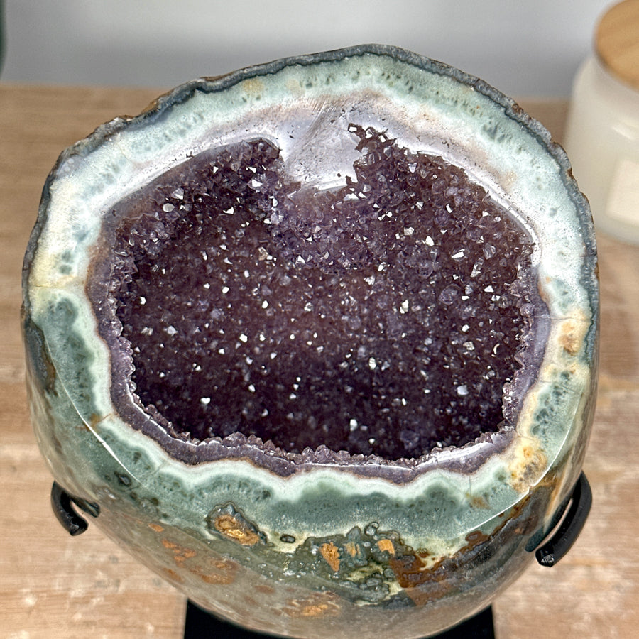 Natural Amethyst Geode with Green Jasper Shell - MWS1391