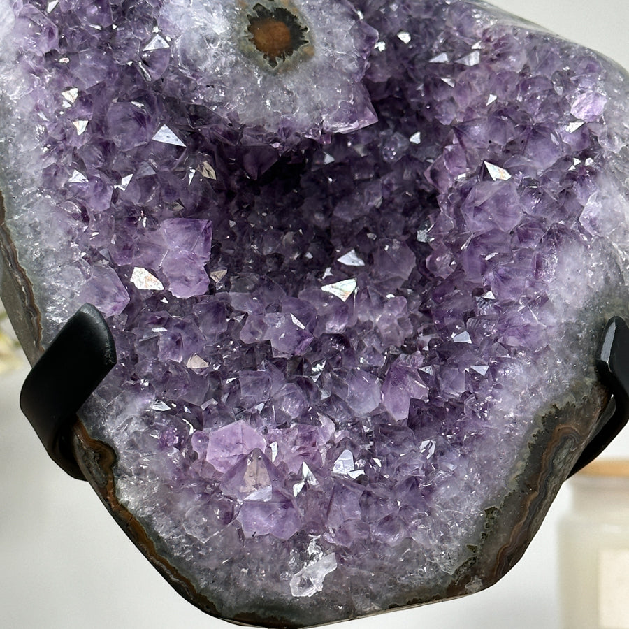 Natural Amethyst Crystal Geode with Stalactite Eye Formation - MWS1344