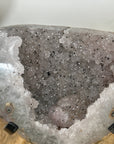 Natural Sugar Quartz Geode Mineral Specimen on Metal Stand - MWS3129