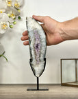 Natural Quartz & Amethyst Stone Geode Slice on Stand - MWS3004