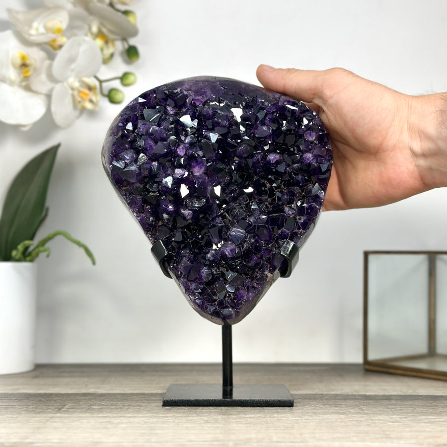 Deep Purple Amethyst Cluster on Metal Stand from Uruguay - MWS2779