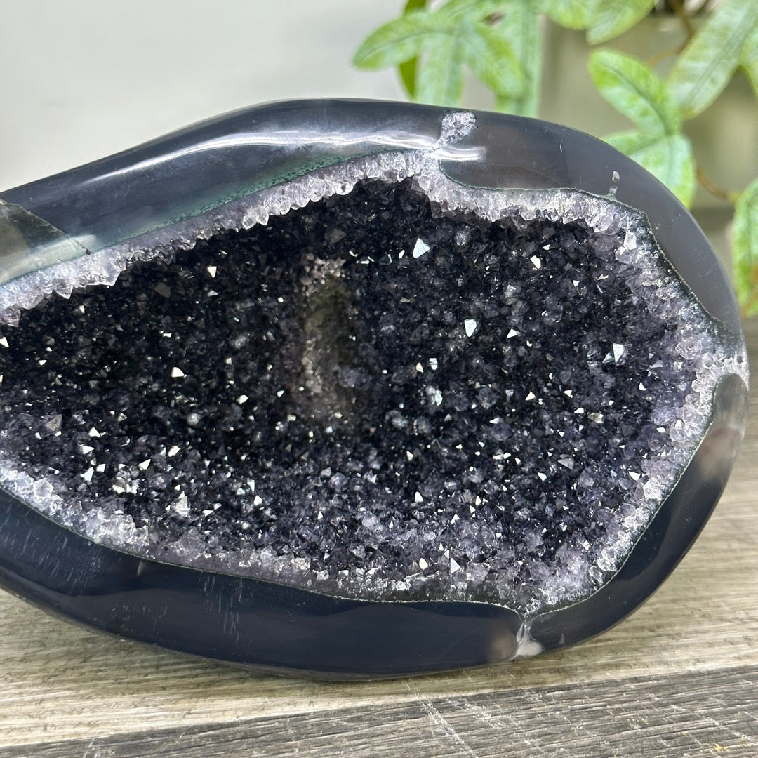 Quartz Geode Cave with Polished Agat Shell - STGE0034