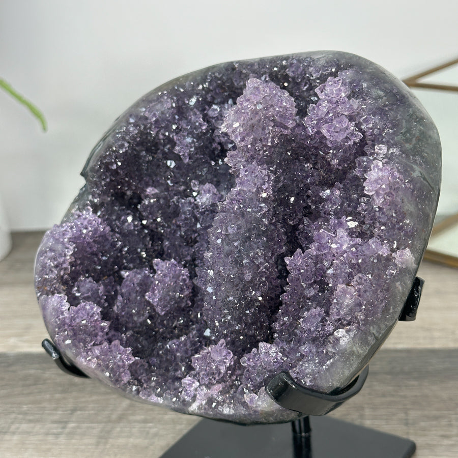 Deep Purple Amethyst Geode on Elegant Stand - MWS2765