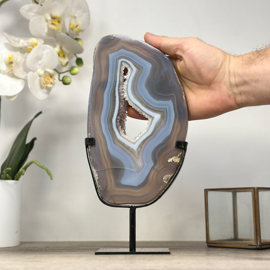 Stunning Blue Banded Agate Slice Portal - MWS2112