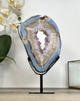 Agate Geode Slice with Amethyst Core – Unique Natural Display Piece - MWS2922