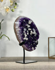 Amethyst Crystal Cluster with White Calcite Inclusions – Home Decor Display Piece - MWS2677