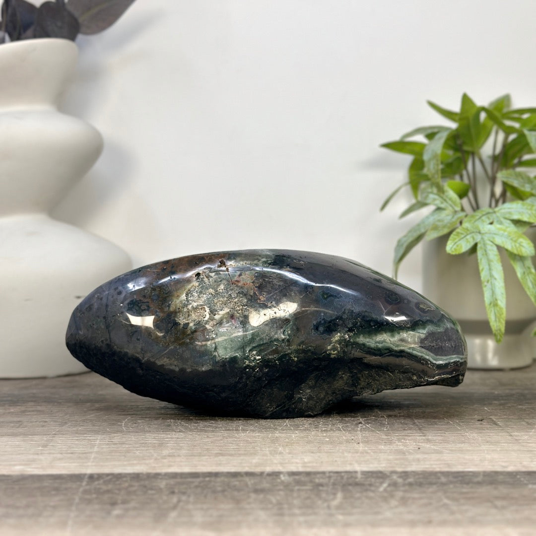 Natural Amethyst Geode with Green Jasper Shell From Uruguay - STGE0113