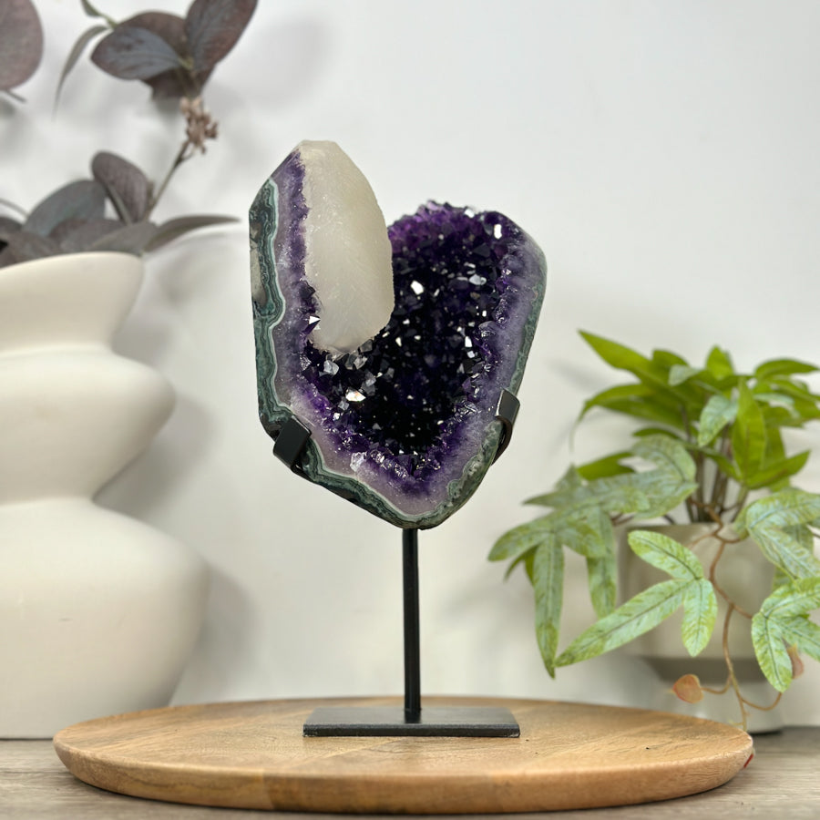 Natural Amethyst Cluster with Large Calcite Specimen - MWS3112