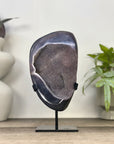 Blue Agate Geode with Druzy Crystals - Metal Stand included - MWS3347