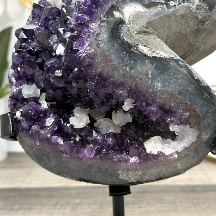 Natural Amethyst Geode with Deep Purple Crystals – Unique Mineral Display Piece - MWS2818