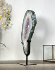 Amethyst & Green Jasper Geode Slice With Metal Stand - MWS2743