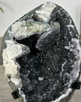 Black Quartz Druzy Geode on Metal Stand - MWS2725