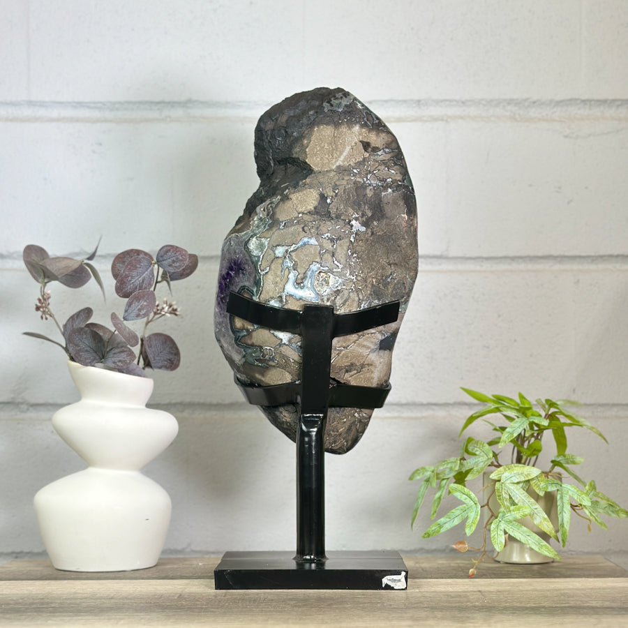 Huge Natural Amethyst Specimen on Metal Stand - MWS3149