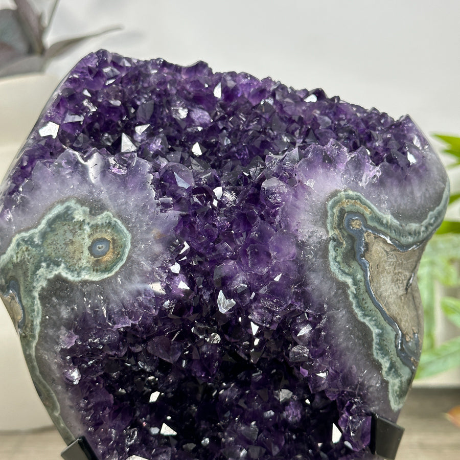 Natural Amethyst Crystal Cluster with Green Jasper Shell - MWS3191