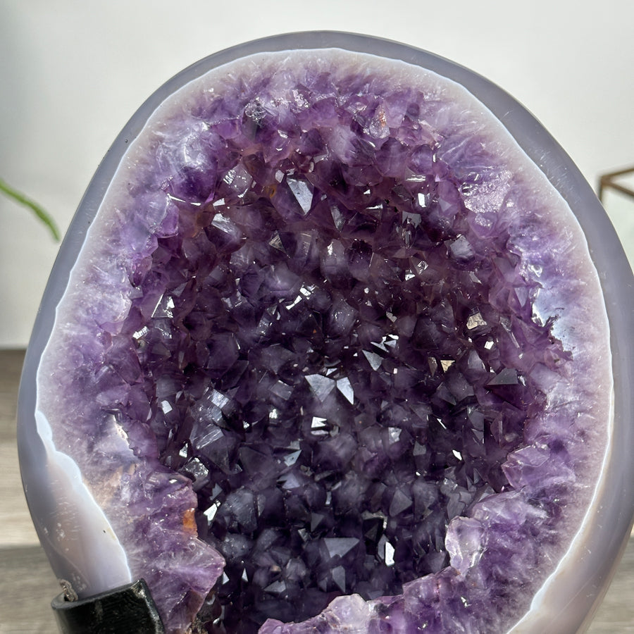 Natural Amethyst &amp; Agate Geode on Metal Stand - MWS2979