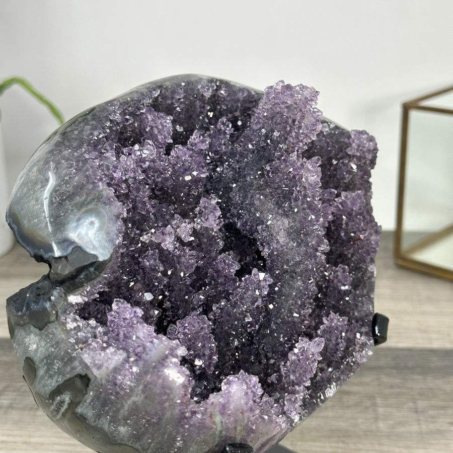 Deep Purple Amethyst Geode on Elegant Stand - MWS2765