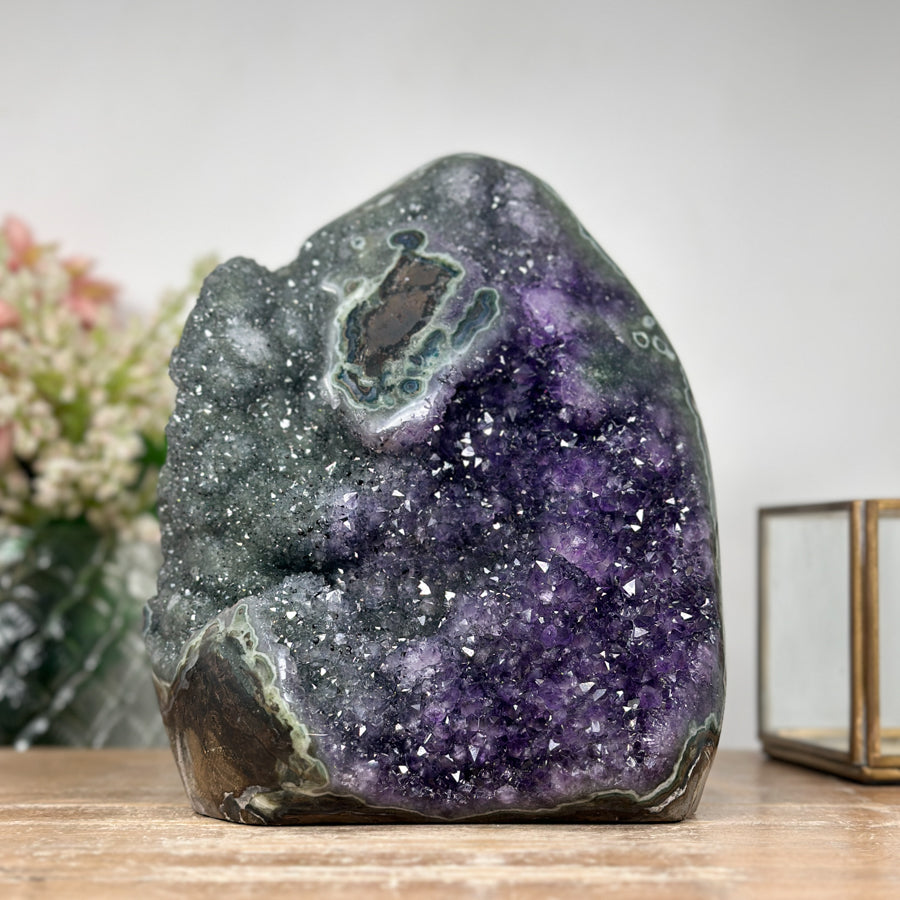 Natural Amethyst & Quartz Cathedral from Uruguay – Hand-Polished for Positive Energy Flow
