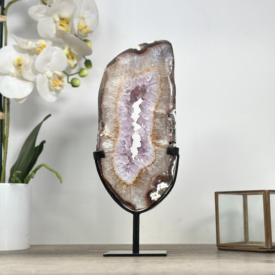 Quartz &amp; Amethyst Portal with Metal Stand - MWS2113