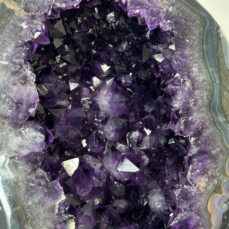 Large Natural Uruguayan Amethyst Geode with blue agate Shell - MWS3091