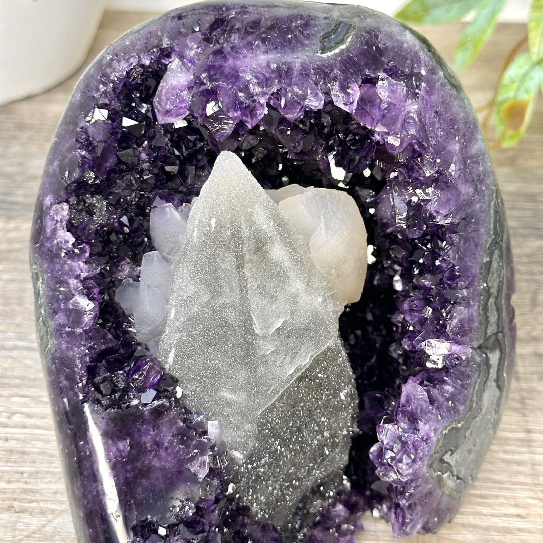 Collection Grade Natural Amethyst Geode with Calcite Point - CBP1411