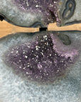 Amazing Natural Agate & Amethyst Geode Cave, Jewelry Box with Metal Stand - MWS1086