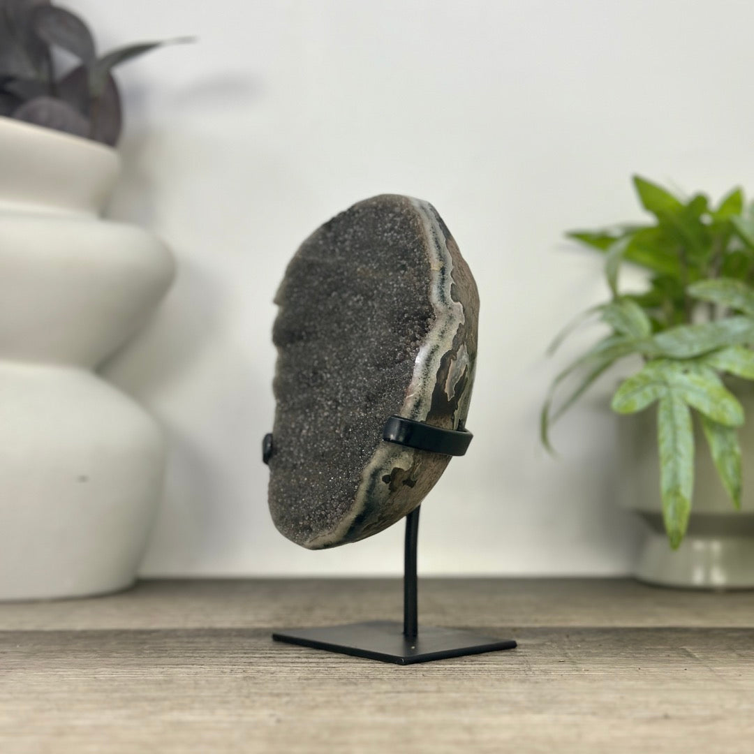 Green Sugar Quartz Cluster on Handmade Metal Stand - MWS3332