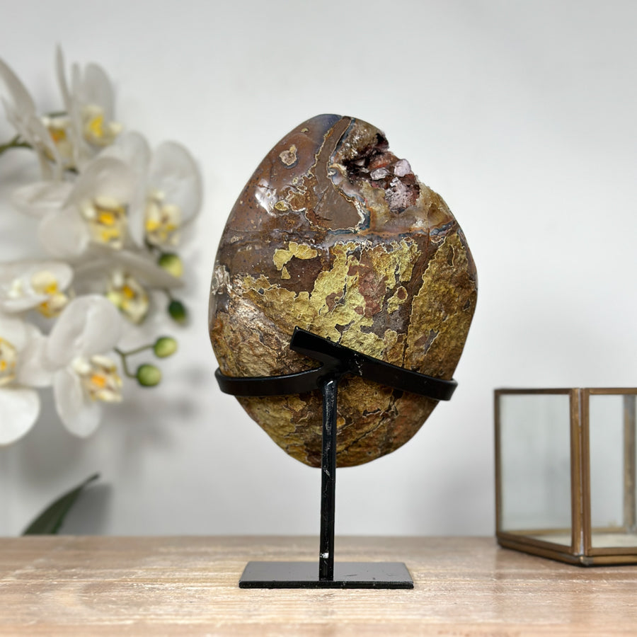 Natural Amethyst Geode with Yellow Iron Mineralization - MWS1810