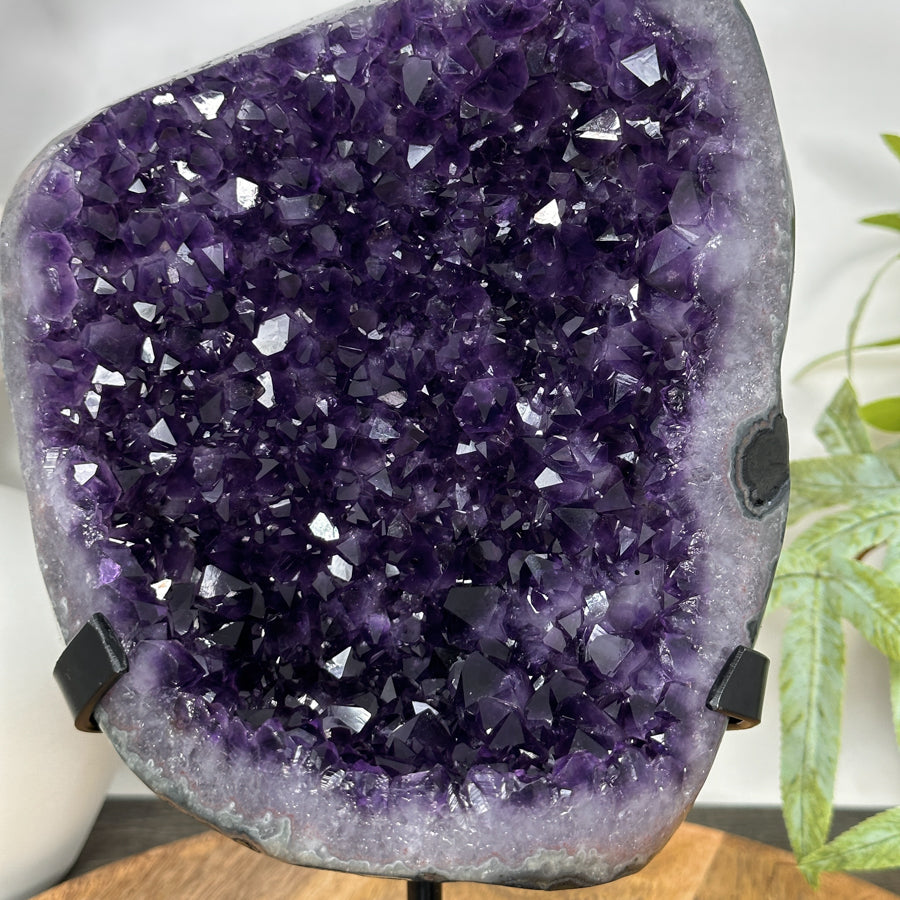 Natural Top Grade Amethyst Cluster on Metal Stand for Home Decor - MWS3108